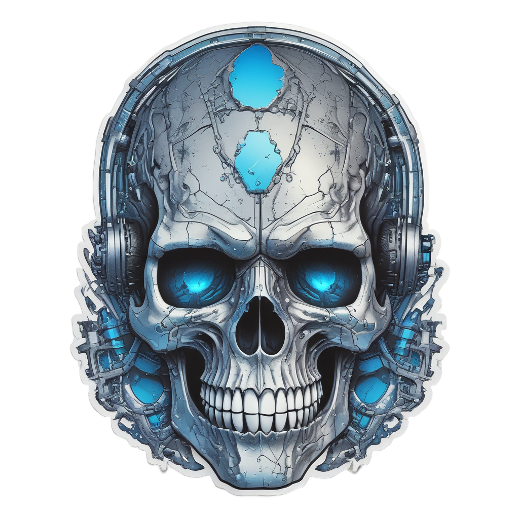 Industrial Bolt Skull — flaming skull stickers
