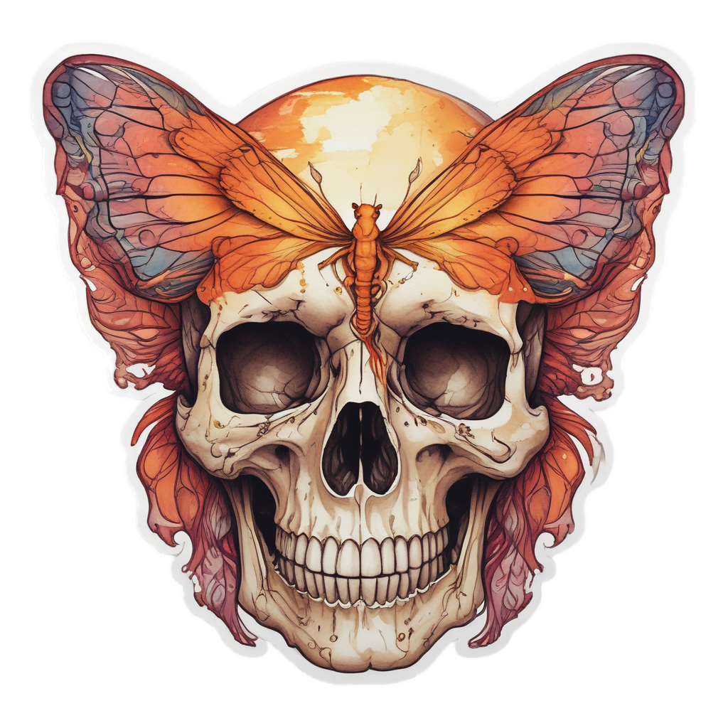 Inferno Butterfly — flaming skull stickers