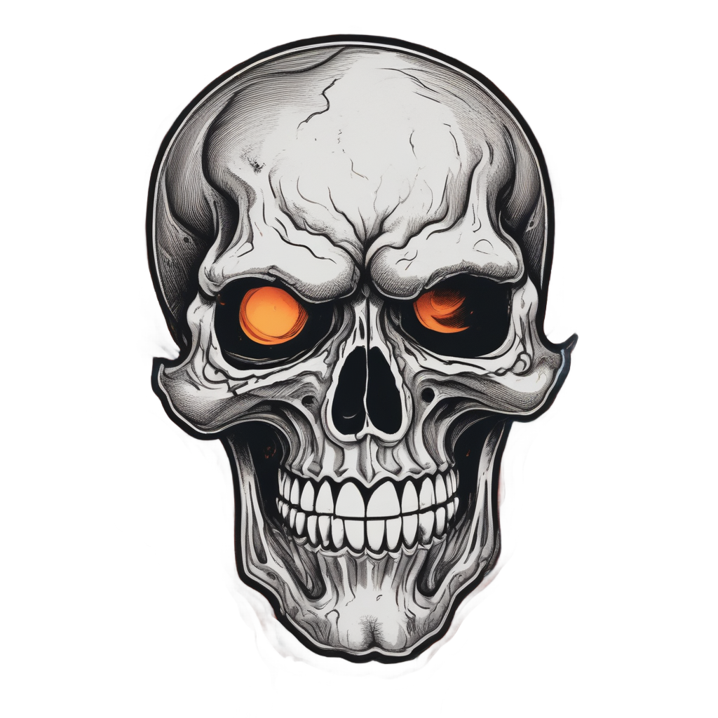 Inferno Laughing Skull — flaming skull stickers