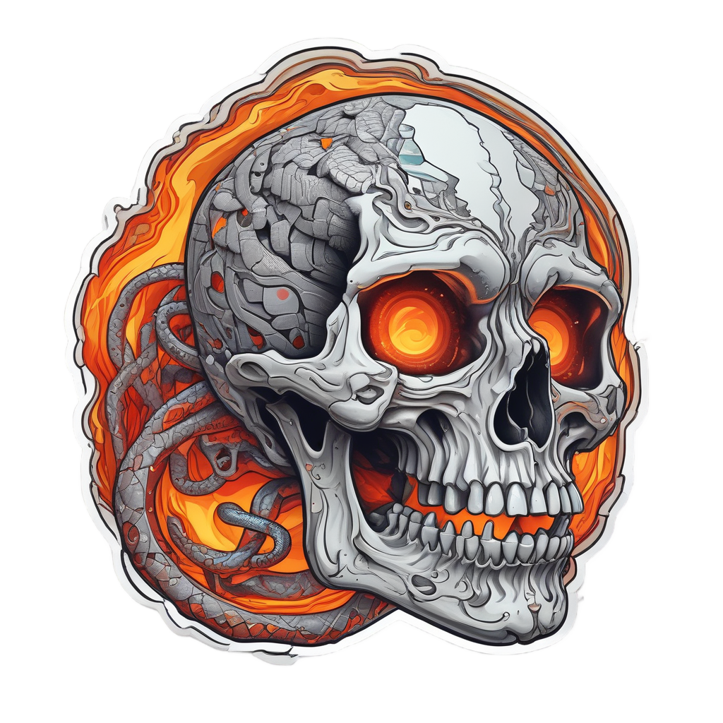 Inferno Skull Serpent — flaming skull stickers