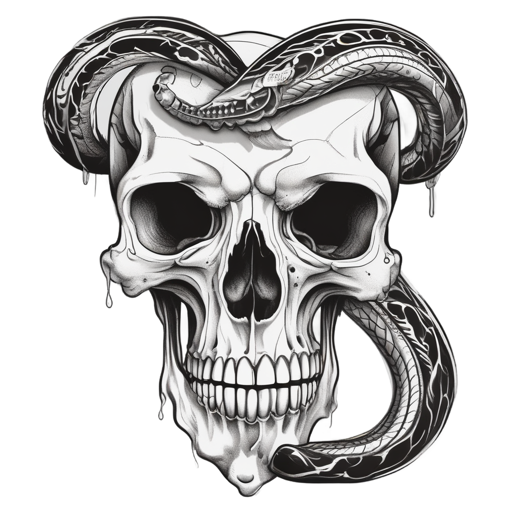 Ink Blade Coiled — line-art skull stickers