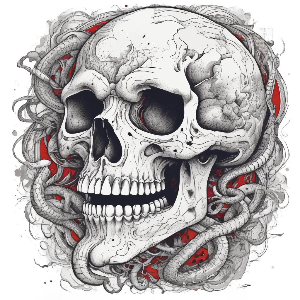 Ink Splatter Serpent — blackwork skull stickers