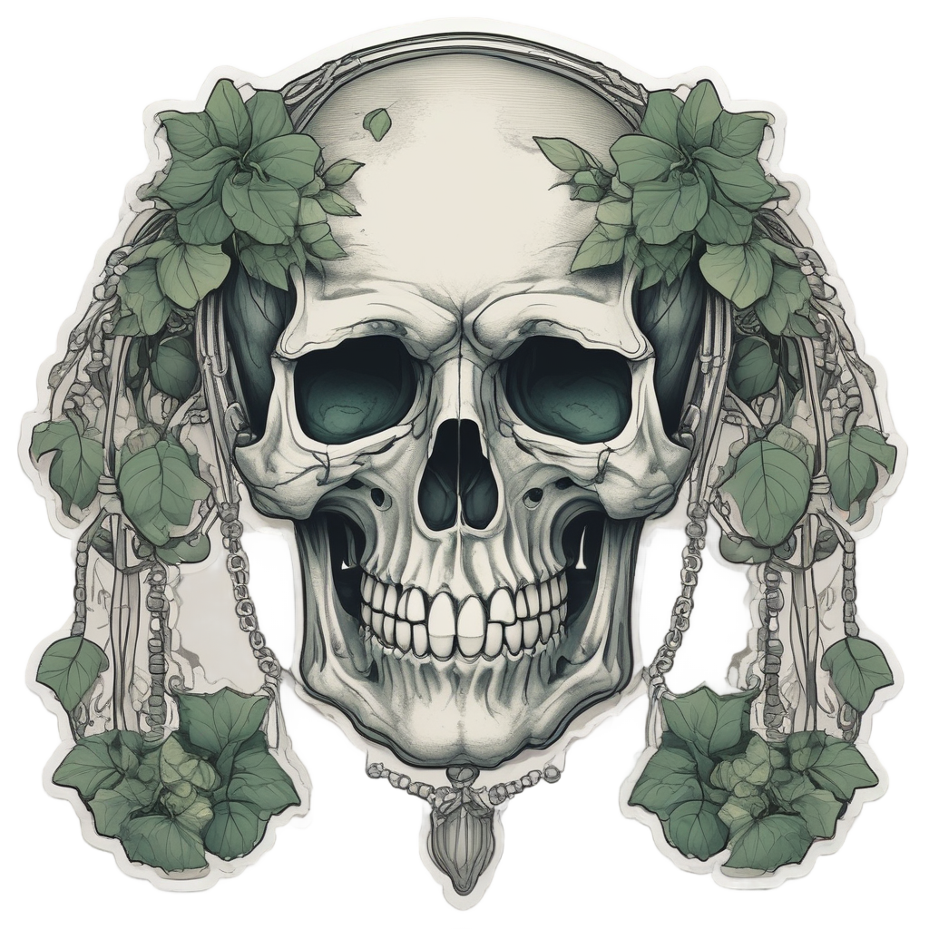 Ivy Chain Skull — floral skull stickers