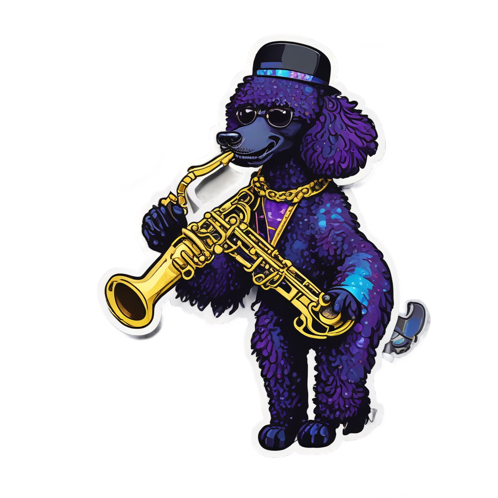 Jazz Poodle Saxophone — dogs stickers