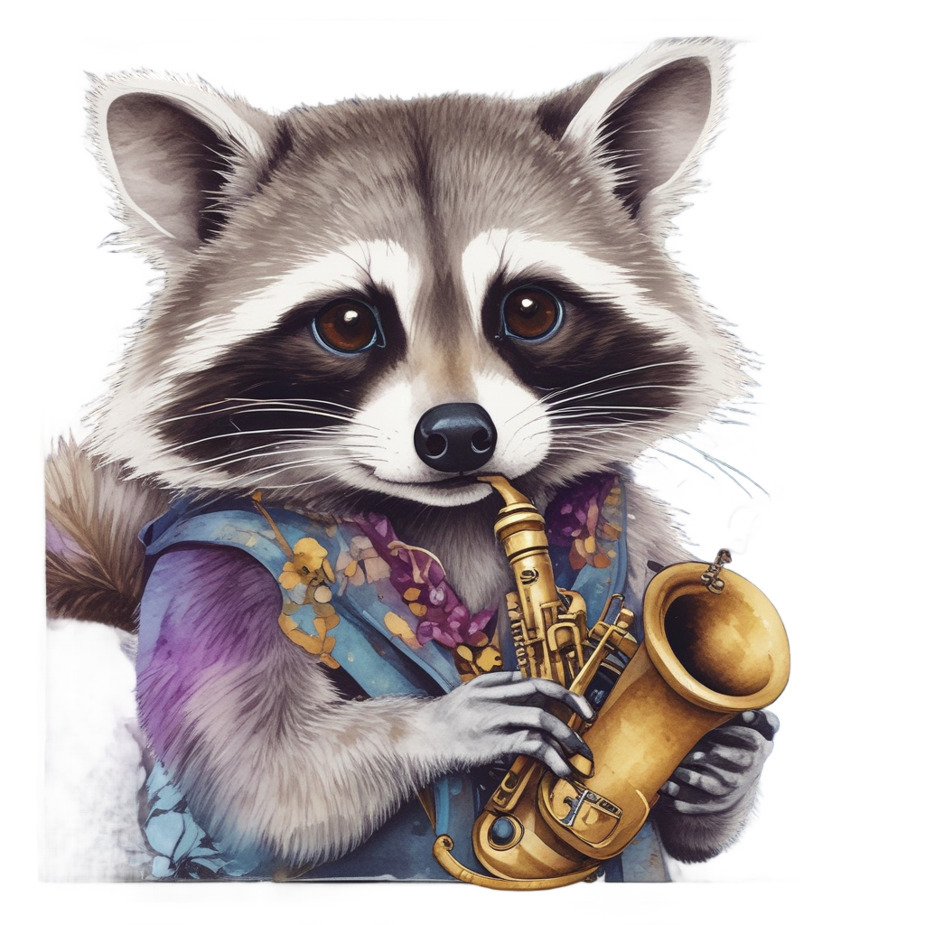 Jazzy Raccoon Musician — music stickers