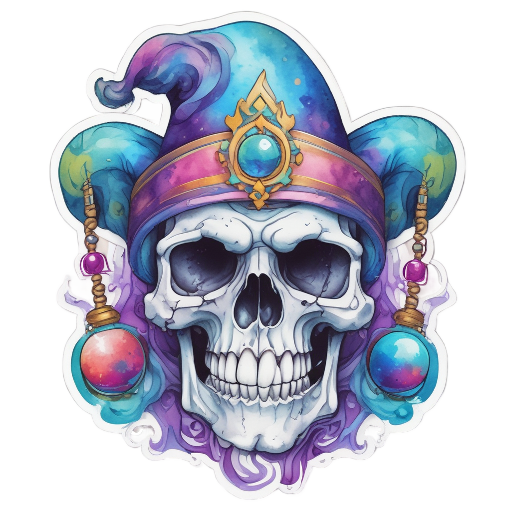 Jester's Blue Inferno — flaming skull stickers
