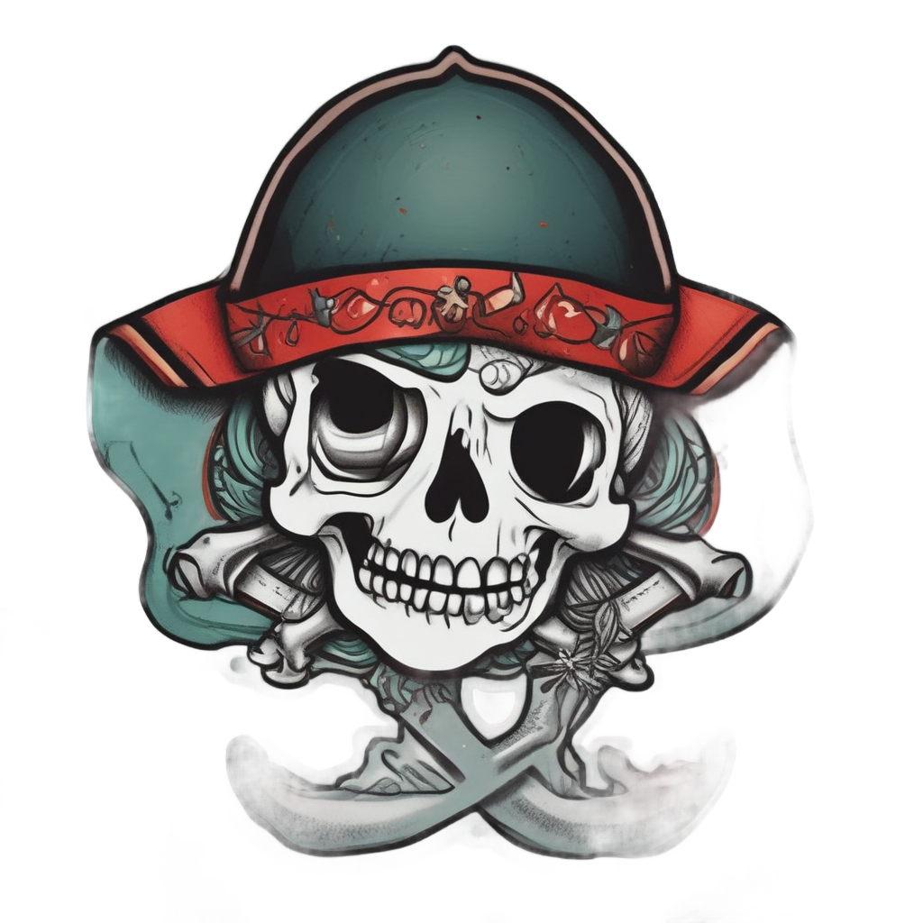 A baby pilot whale with a pirate bandana and skull crossbones