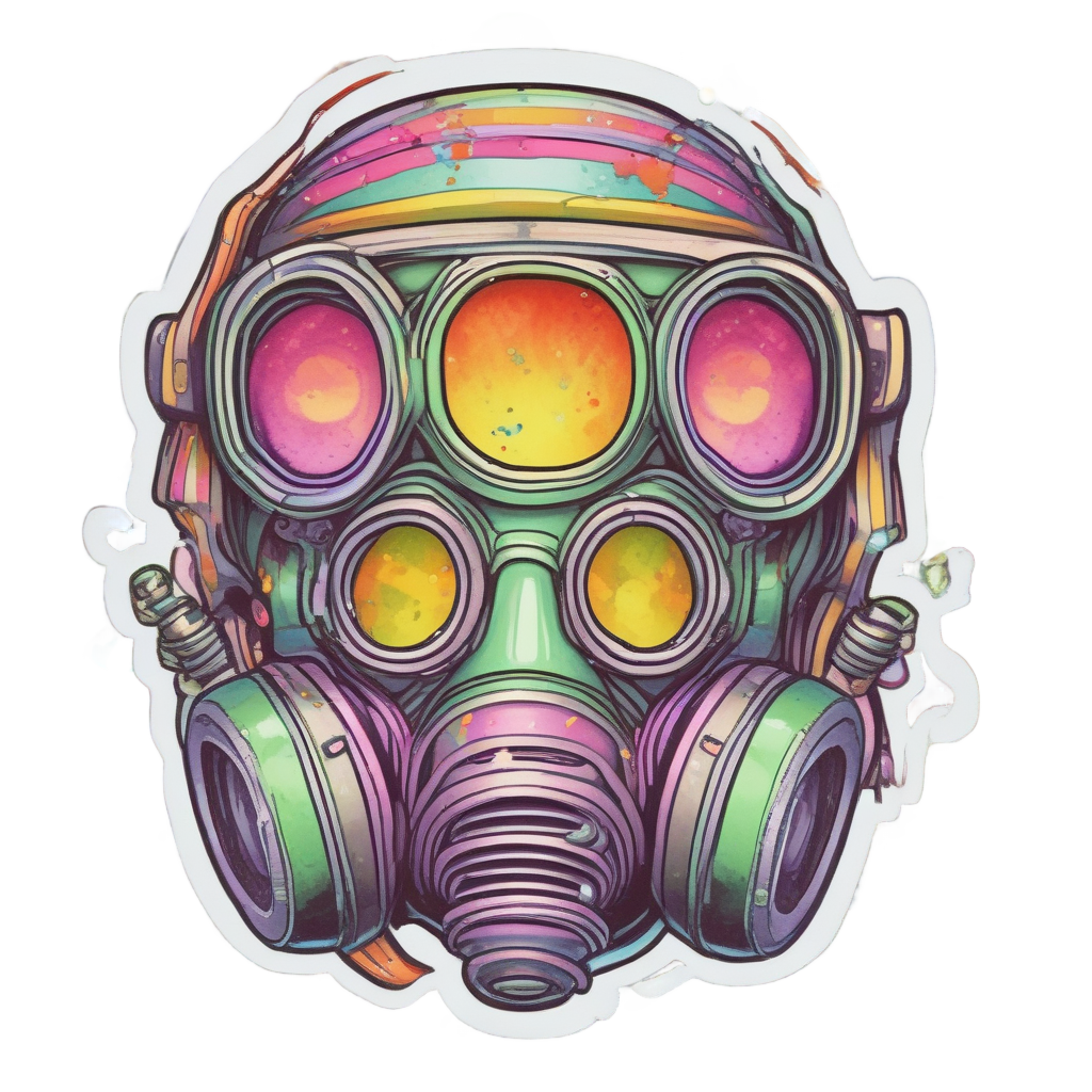 Jubilant Mask Confetti Burst — gas mask stickers