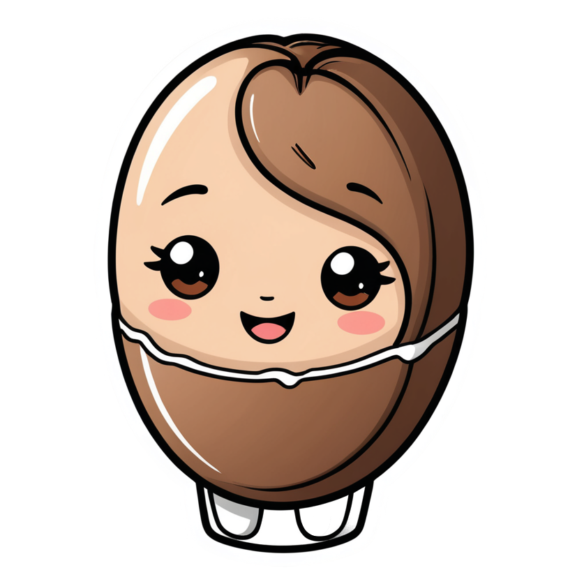 Blushing Bean (lineart) — kawaii stickers
