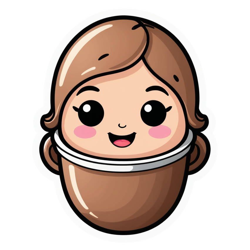 Blushing Bean (neon) — kawaii stickers