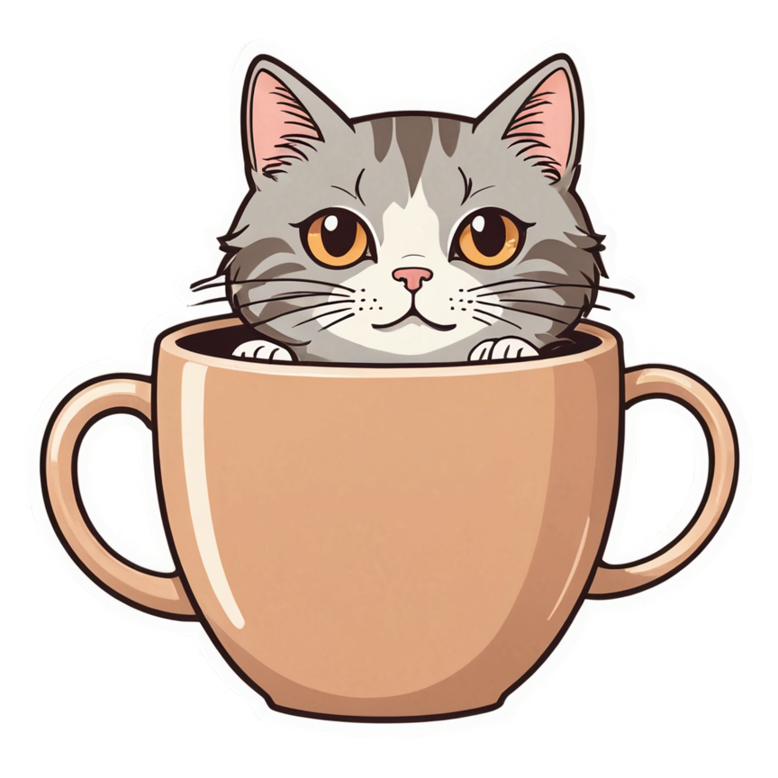 Coffee Cat (retro) — kawaii stickers