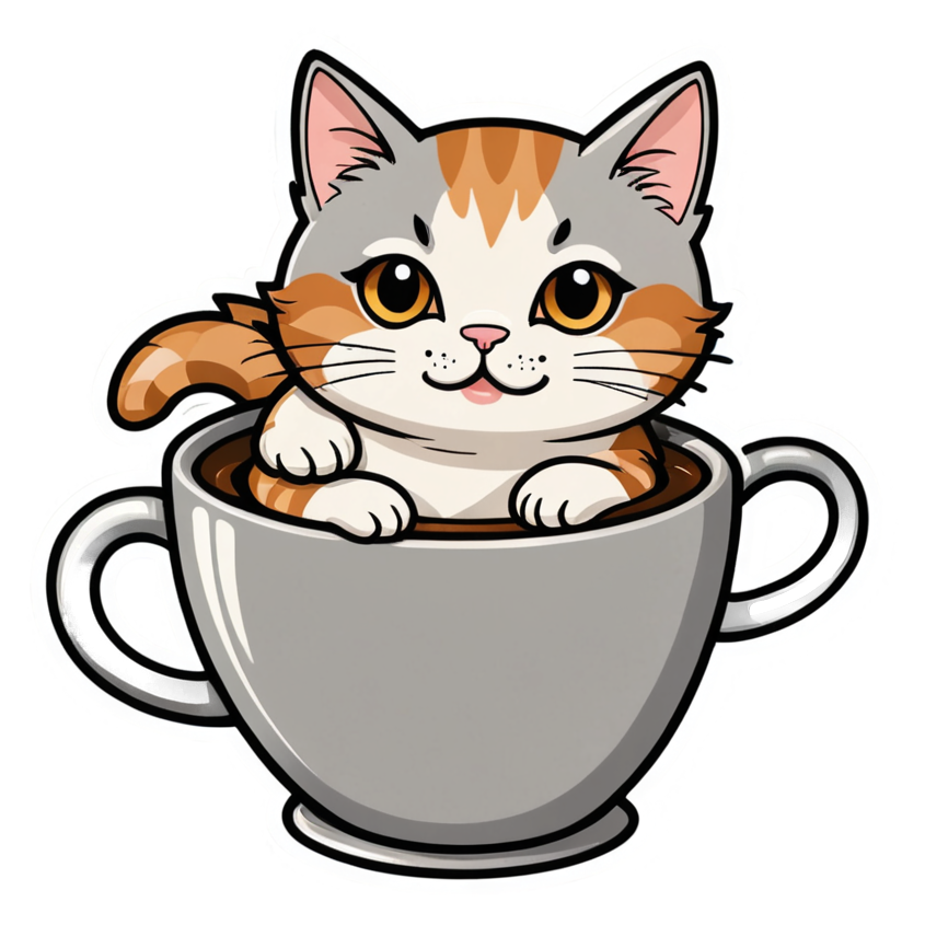 Coffee Cat (tattoo) — kawaii stickers