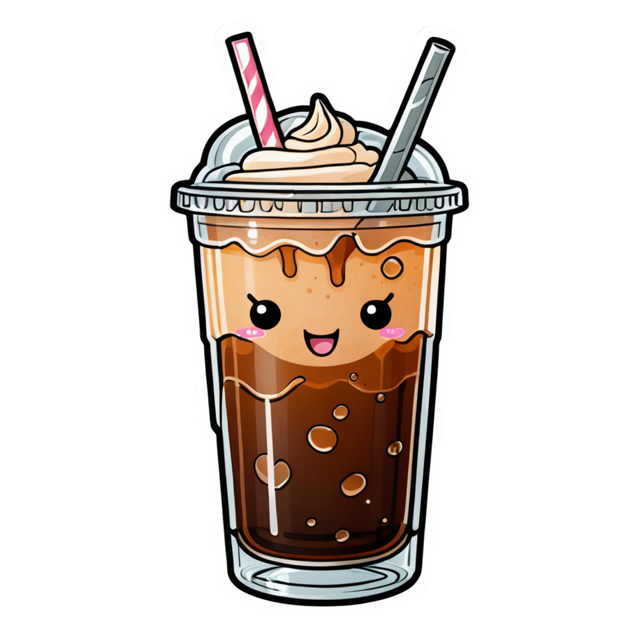 Cold Brew Cutie (watercolor) — kawaii stickers