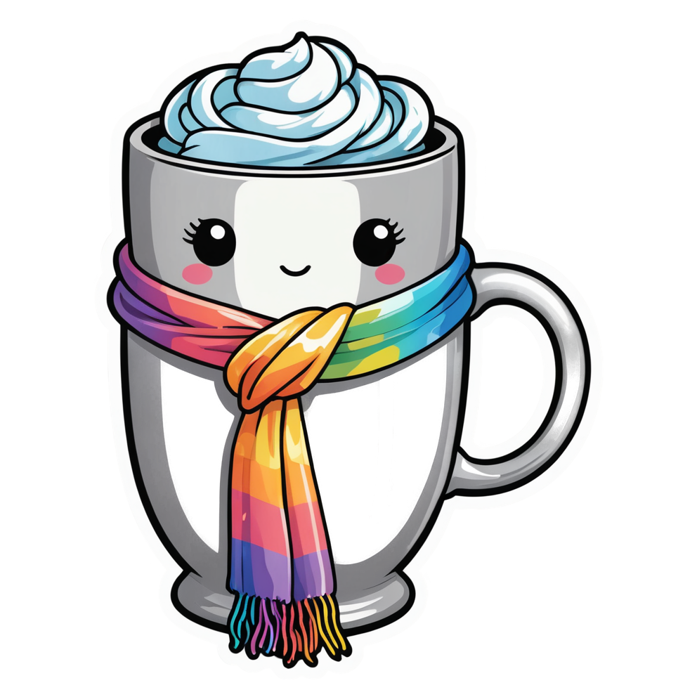 Cozy Mug (holographic) — kawaii stickers
