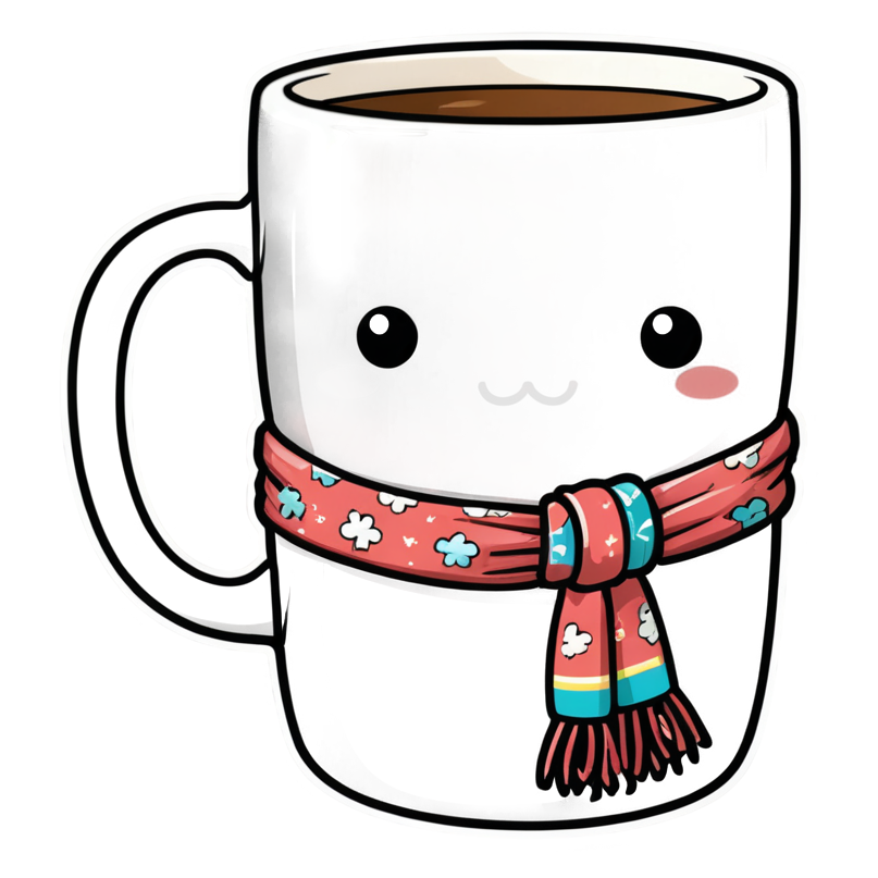 Cozy Mug (lineart) — kawaii stickers