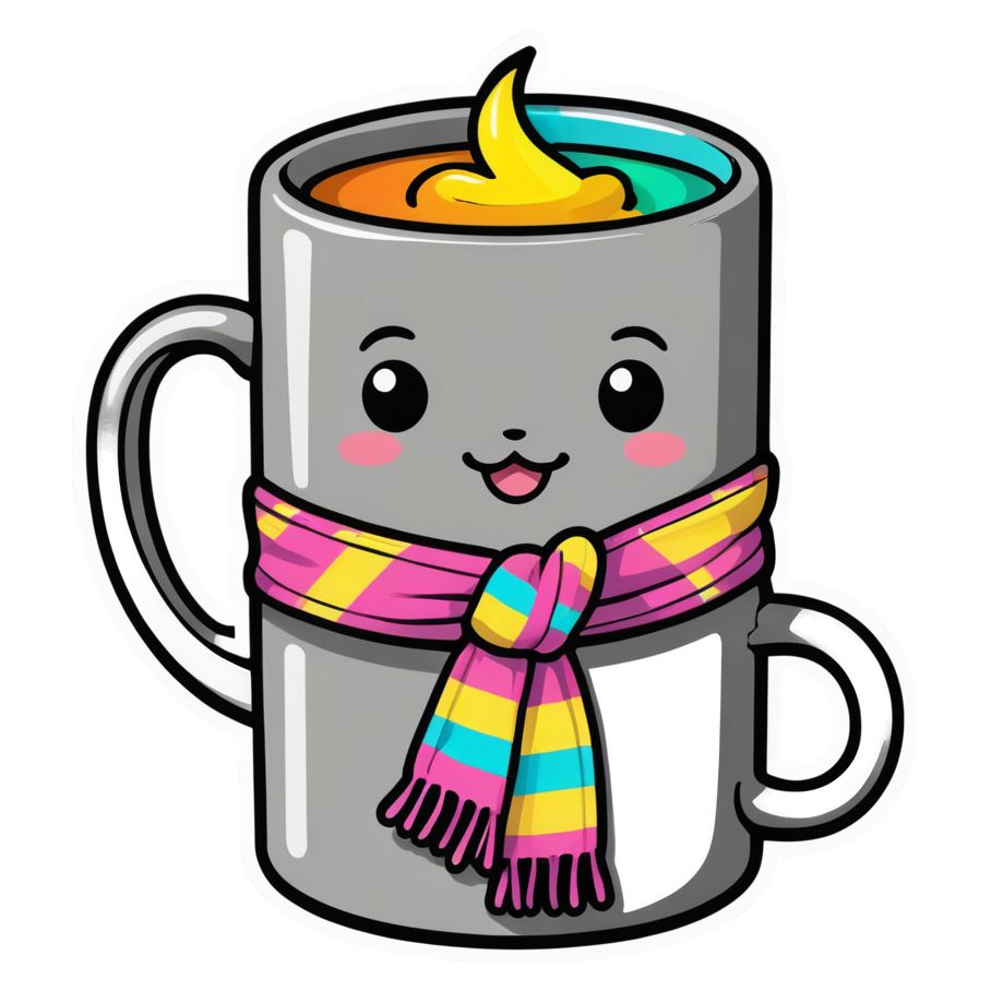 Cozy Mug (neon) — kawaii stickers