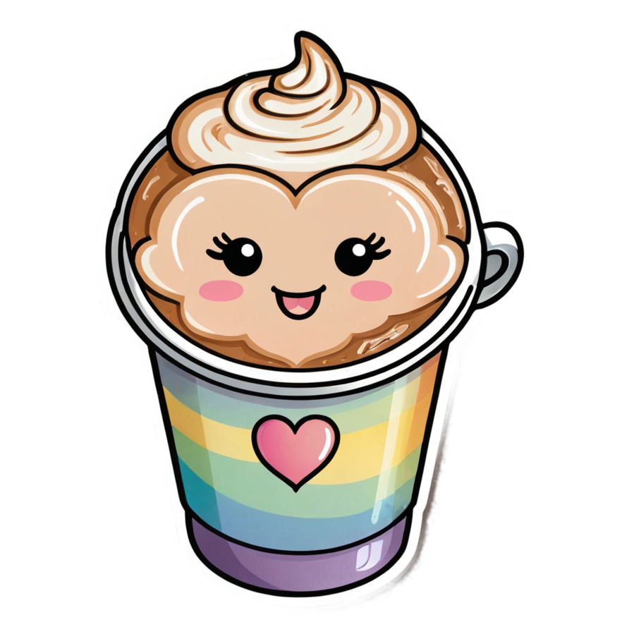 Happy Latte (holographic) — kawaii stickers