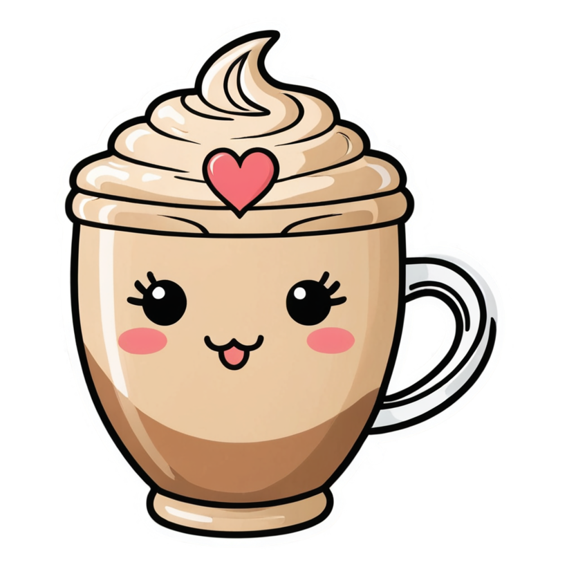 Happy Latte (lineart) — kawaii stickers