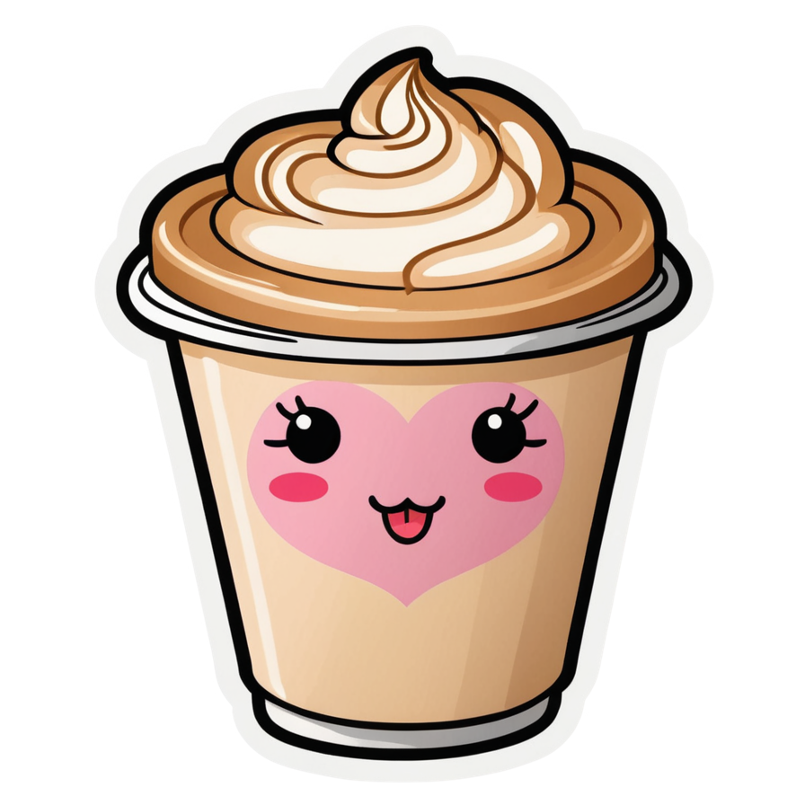 Happy Latte (neon) — kawaii stickers