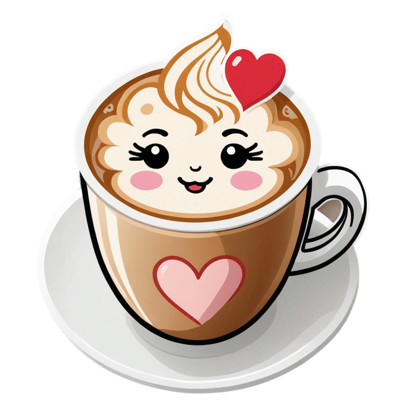 Happy Latte (papercut) — kawaii stickers