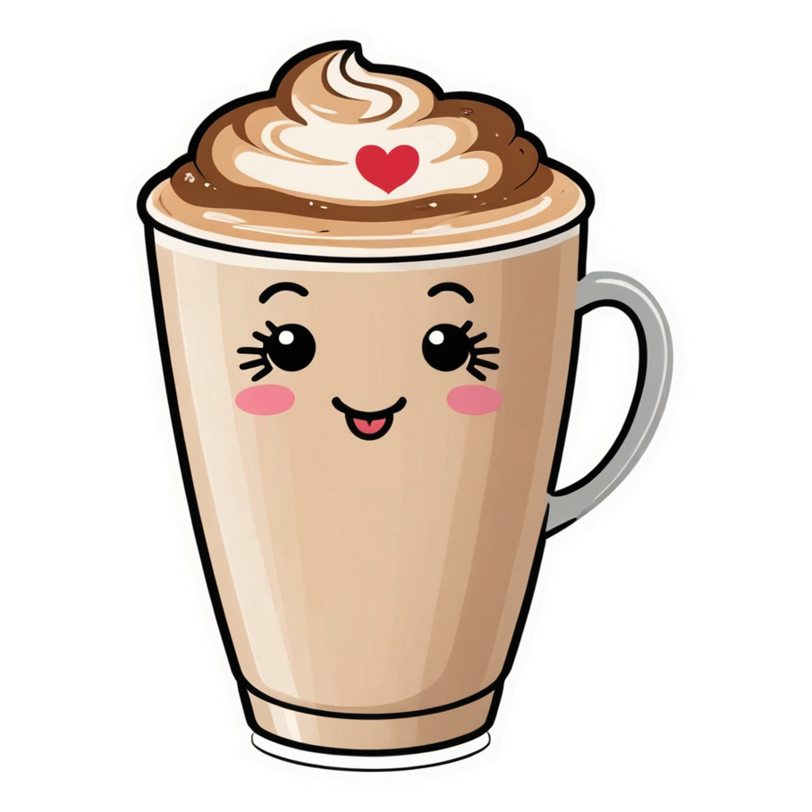 Happy Latte (retro) — kawaii stickers