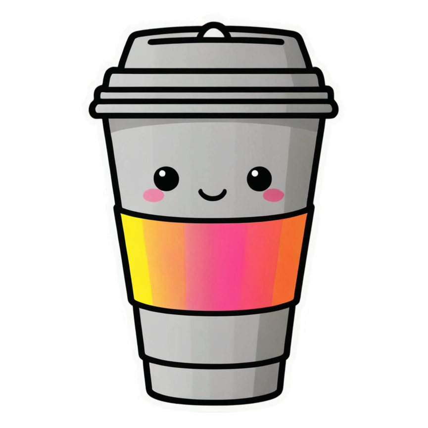 Morning Fuel (neon) — kawaii stickers