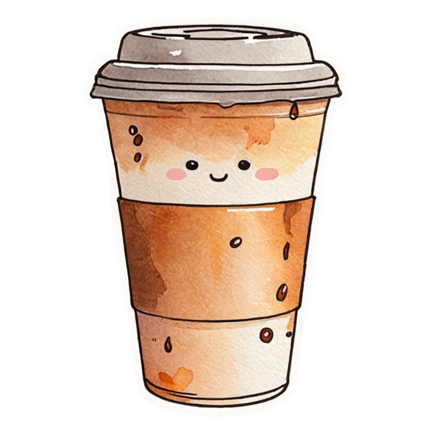 Morning Fuel (watercolor) — kawaii stickers