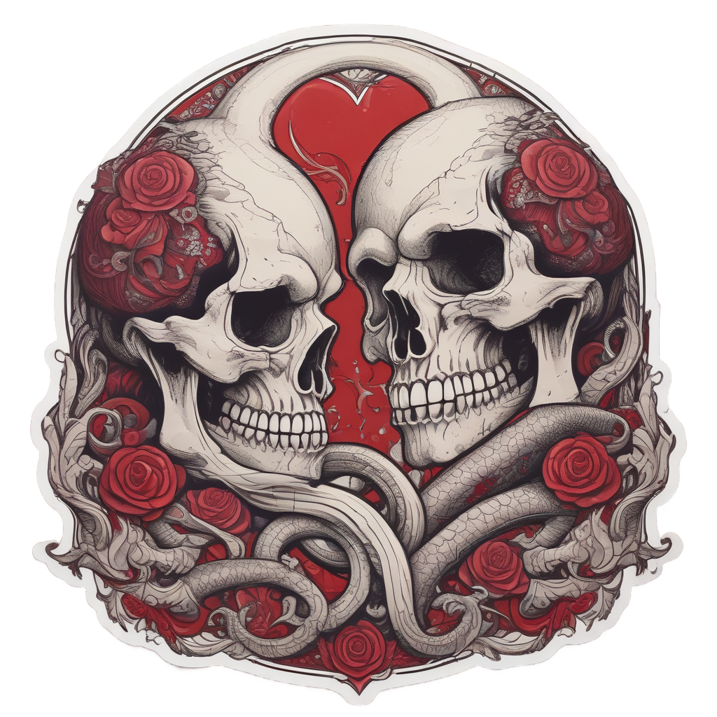 Kissing Snake Moon — mystical skull stickers