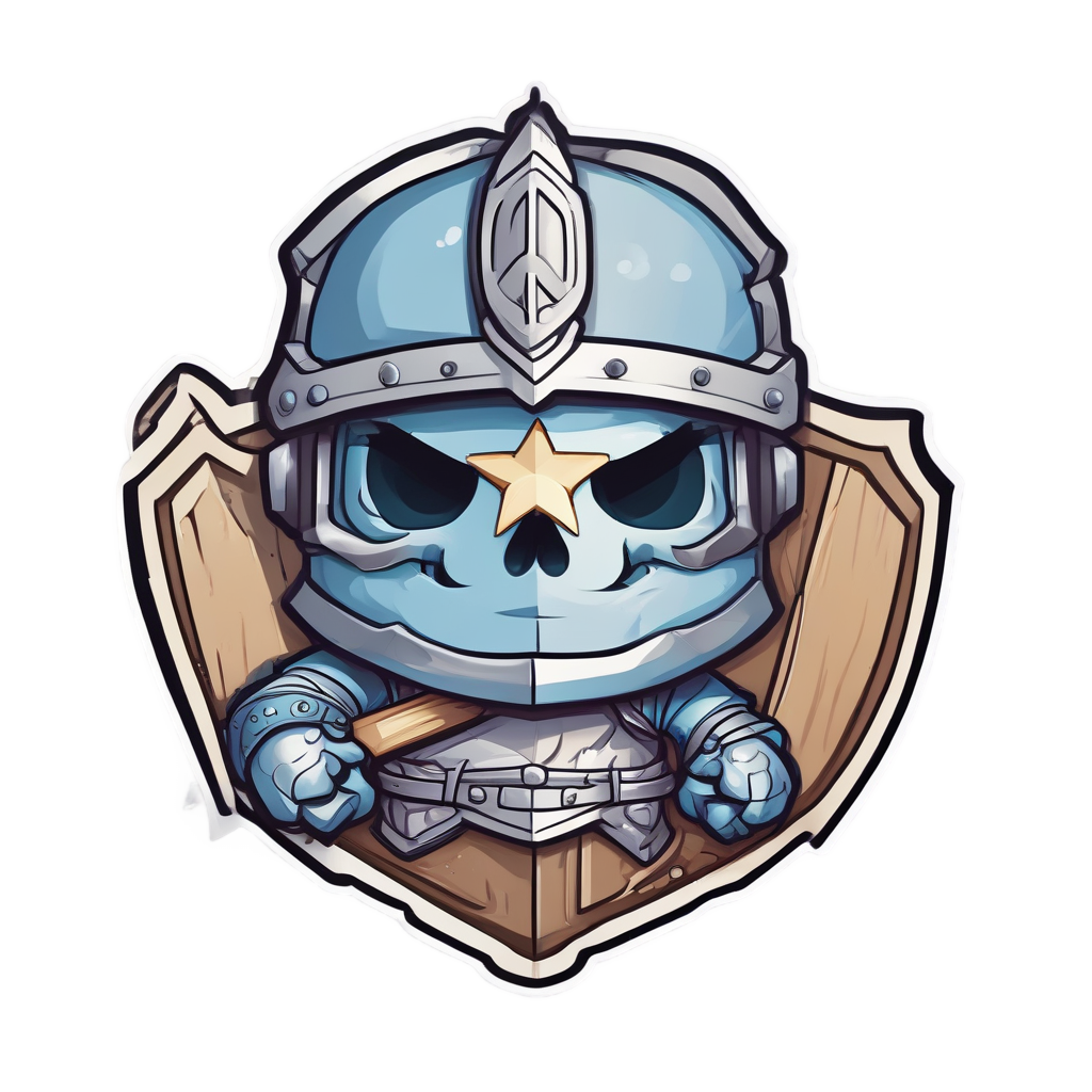 Knight with Shield — blackwork skull stickers