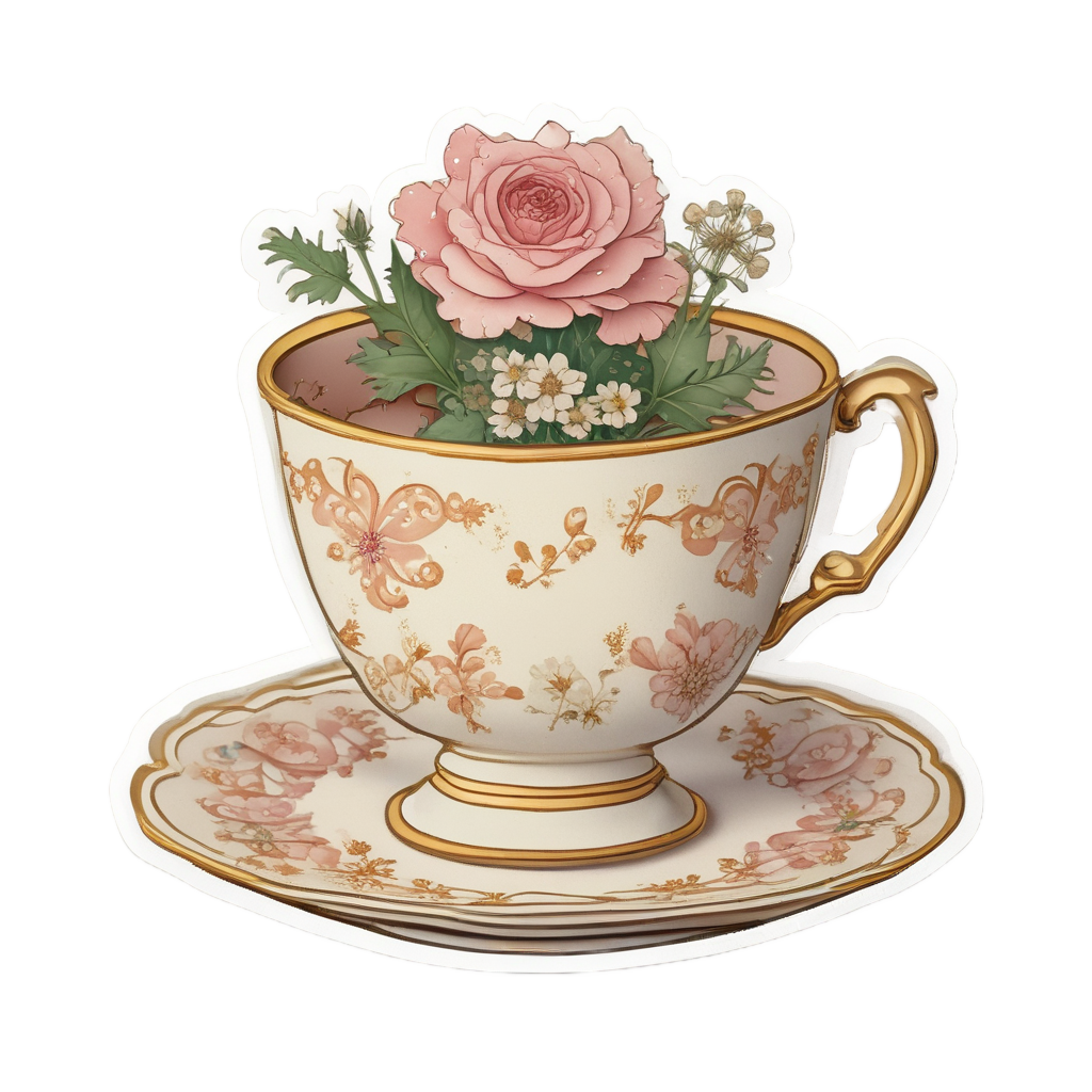 Lace and Teacup — wildflowers stickers