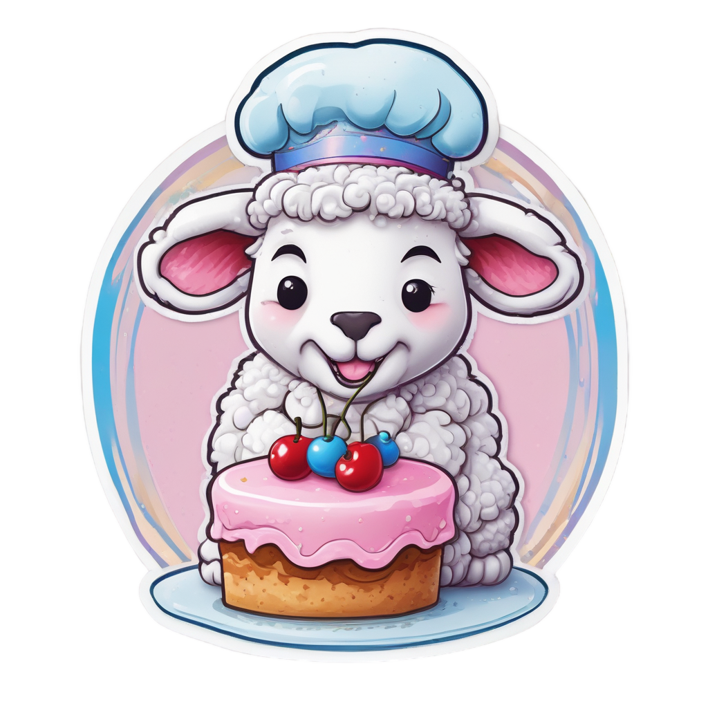 Lamb Baker with Cake — dessert stickers