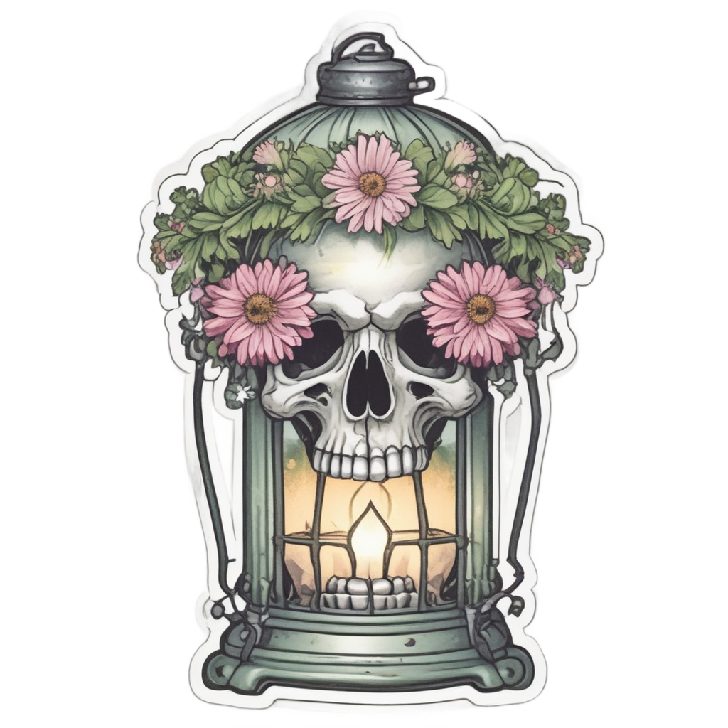Lantern Reaper Flower Crown — reaper skull stickers