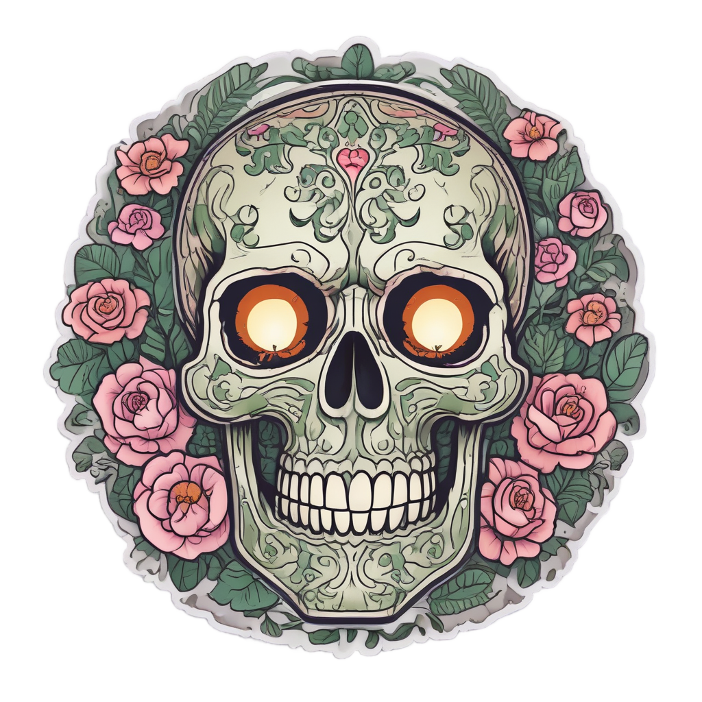 Lantern Skull in Bloom — reaper skull stickers