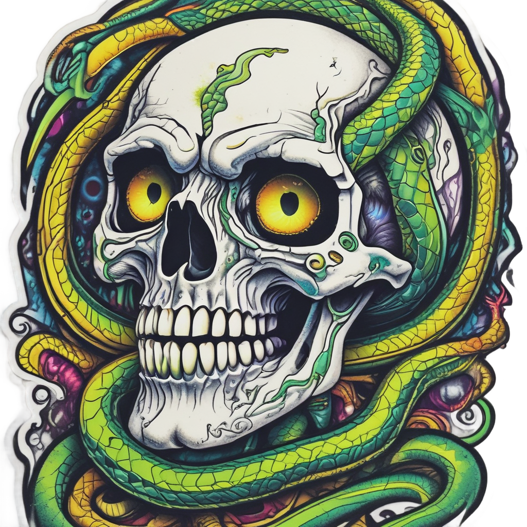 Laser Viper Skull — neon cyber skull stickers