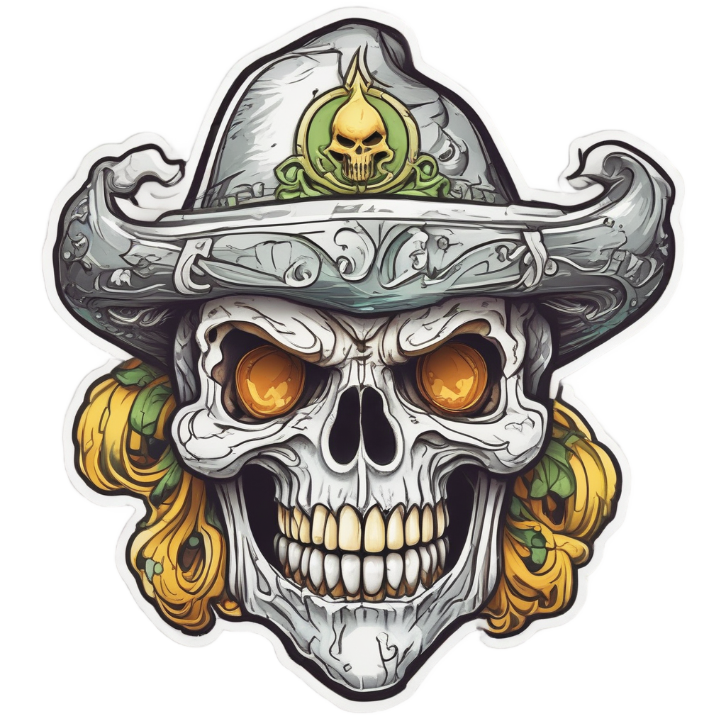 Laughing Ember Skull Jester — flaming skull stickers