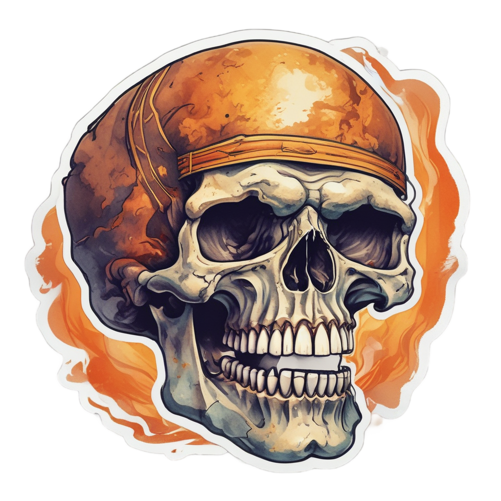 Laughing Inferno Skull — flaming skull stickers
