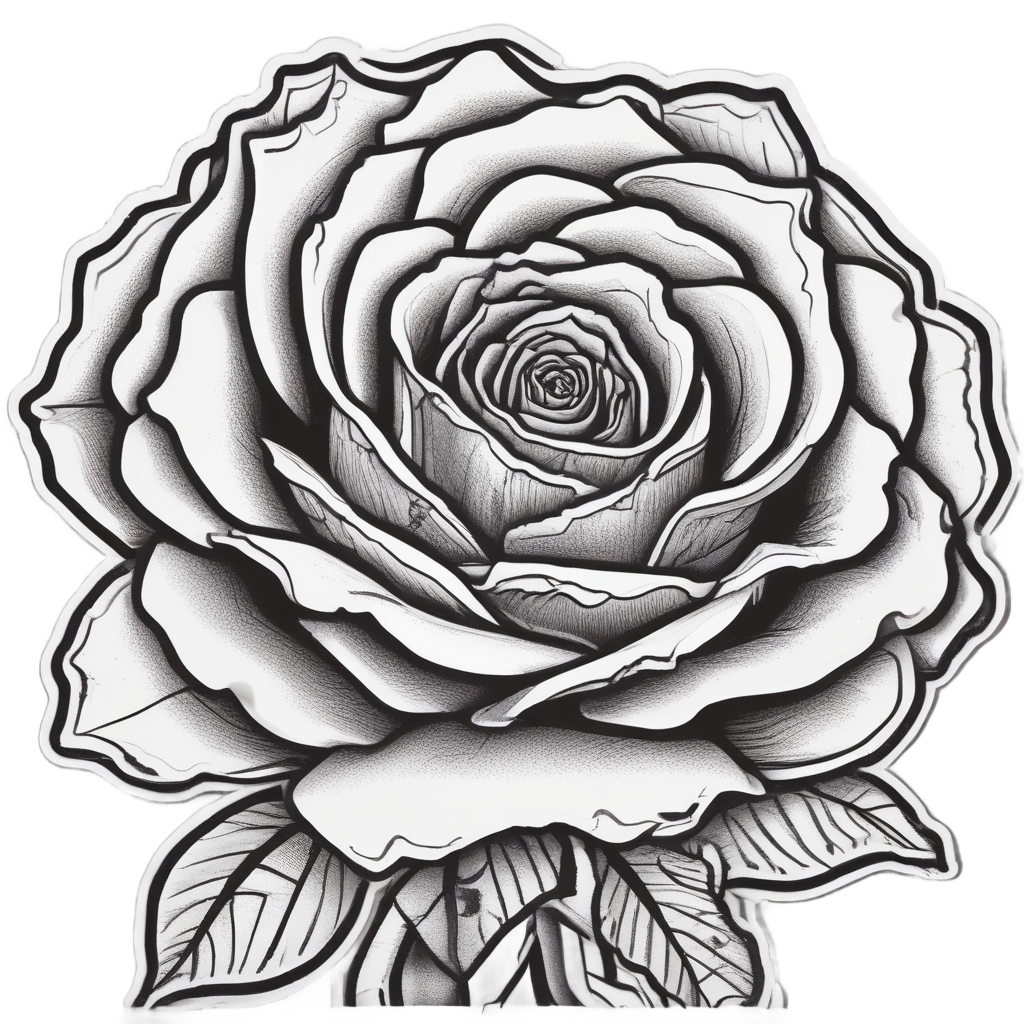 A dark rose laughing with petals shaking in pink lineart