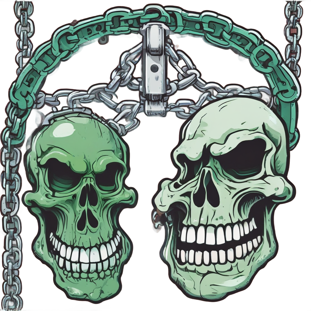 Laughing Skull in Shackles — blackwork skull stickers