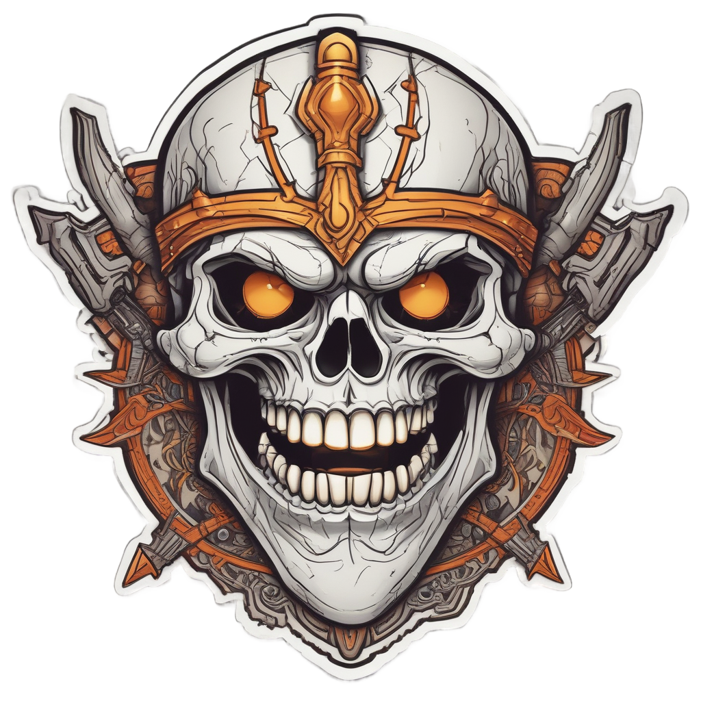 Laughing Skull of Victory — blackwork skull stickers