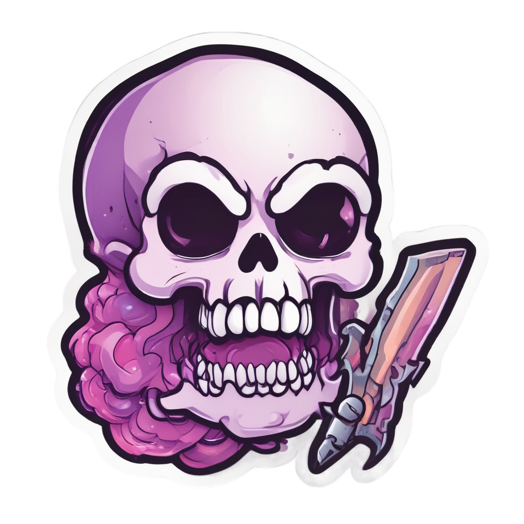 Laughing Skull with Jelly Dagger — blackwork skull stickers