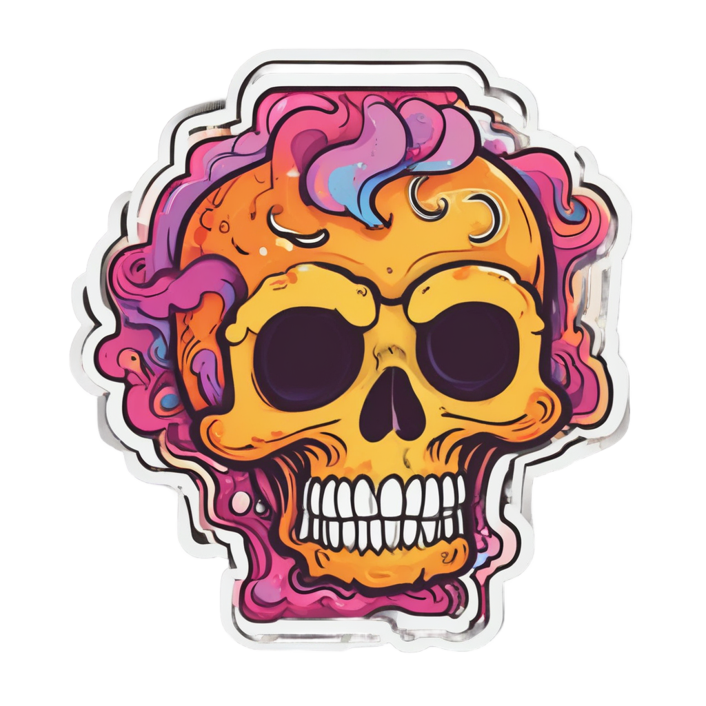 Laughing Smoke Skull — blackwork skull stickers