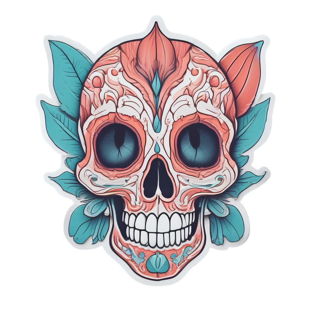 Laughing Tulip Skull — cute skull stickers