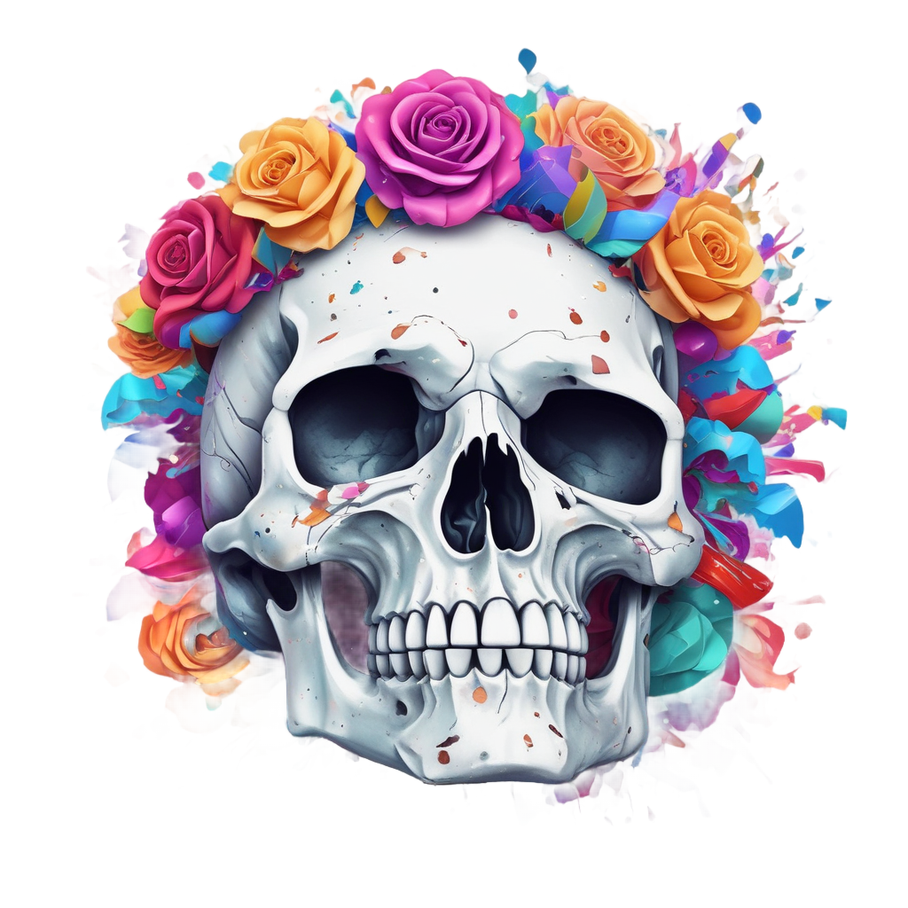 Laughing with Confetti — floral skull stickers