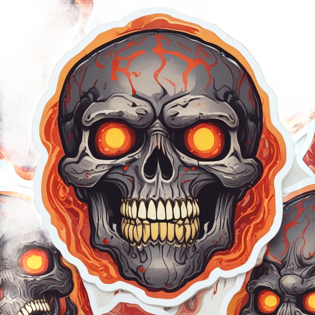 Lava Melted Skull — blackwork skull stickers
