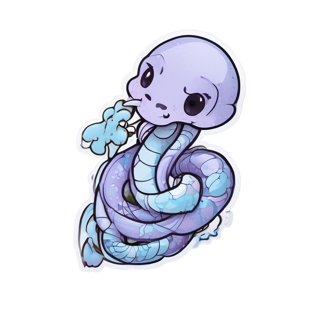 Lavender snake with cloud scales coiled around a cloud-guard dagger.