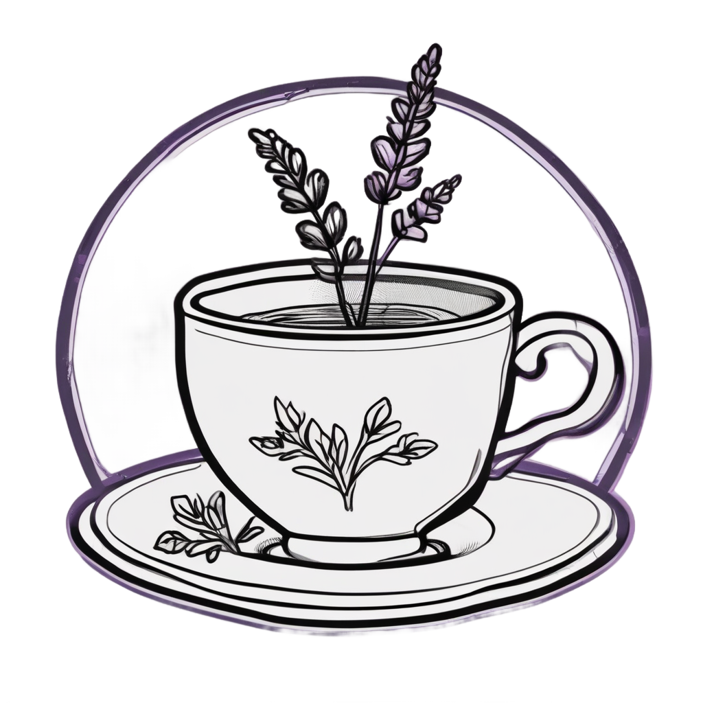 Lavender Sprig In Teacup — single stem stickers