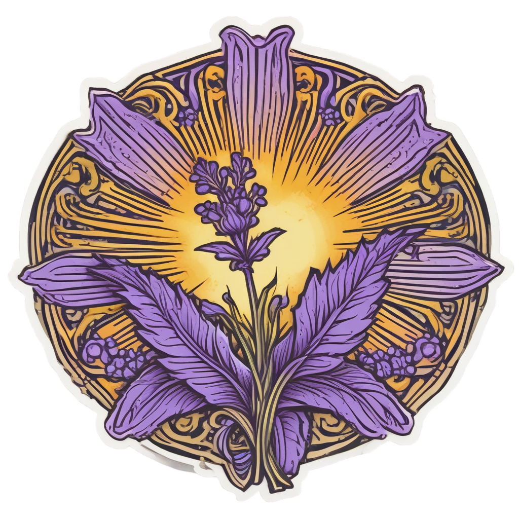 Lavender Sprig with Sunburst — single stem stickers
