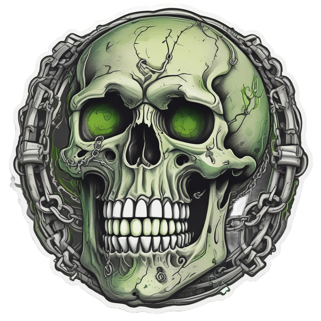 Leering Skull Cackle — blackwork skull stickers