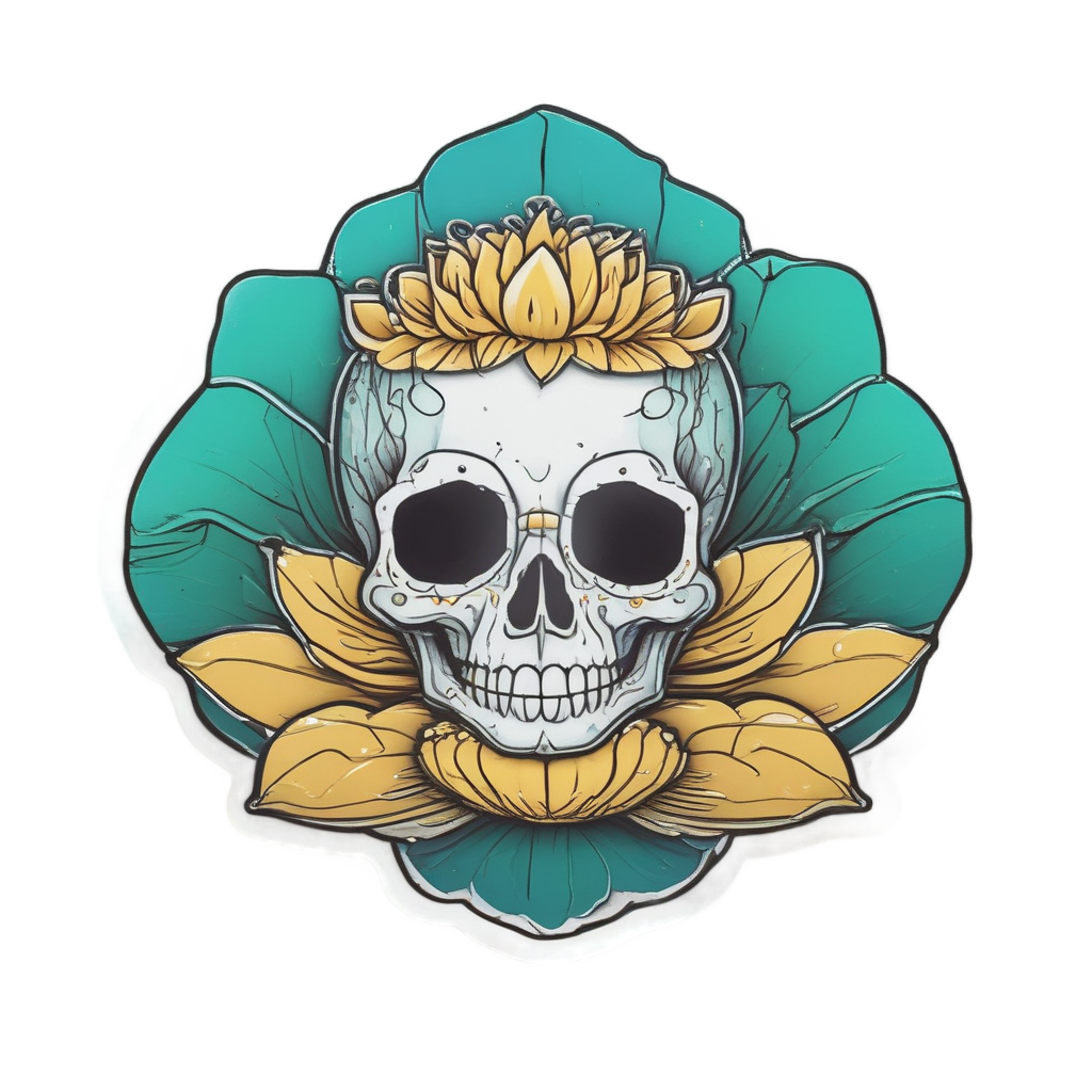 Lily Pad Skull Float — floral skull stickers