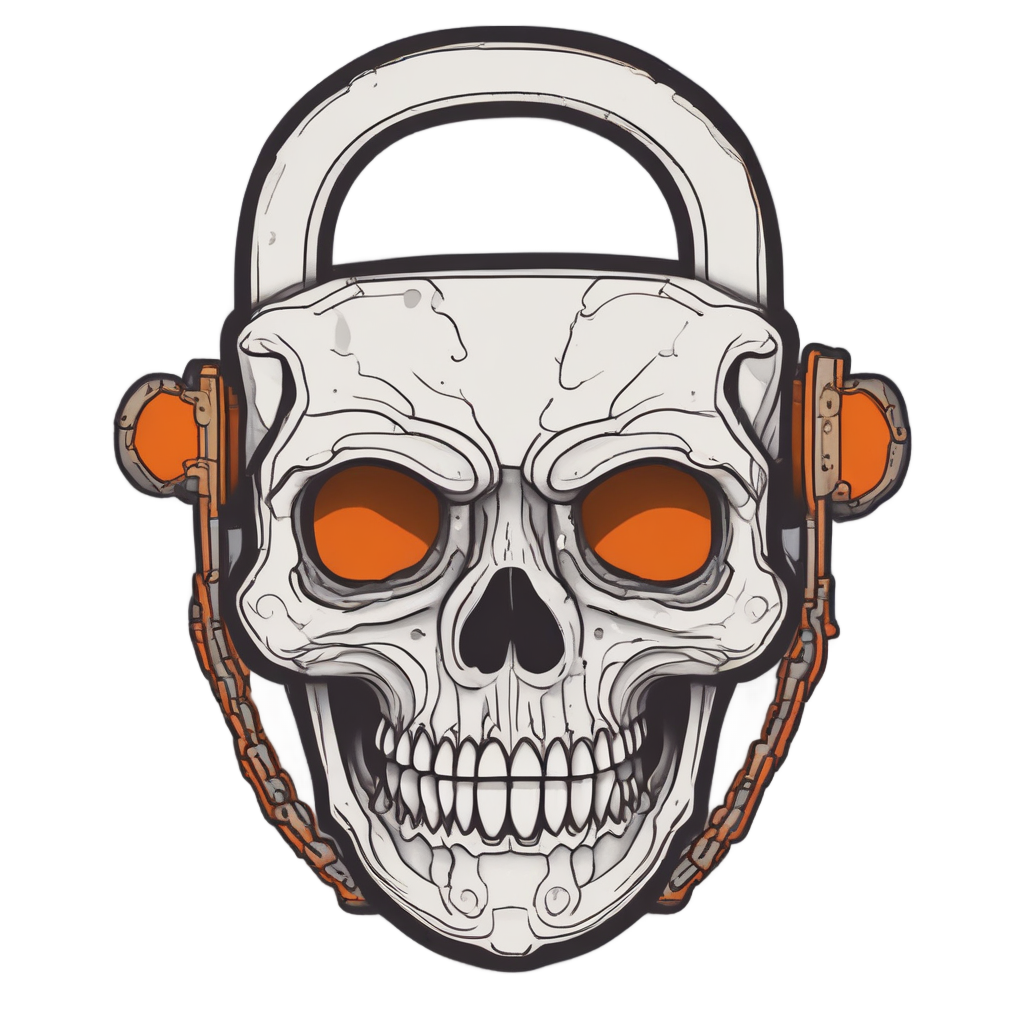 Lock and Chain Skull — minimal skull stickers